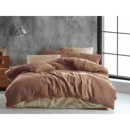 Mušelínové povlečení hnědé (Varianta 1+1, 140x200, 70x90cm)