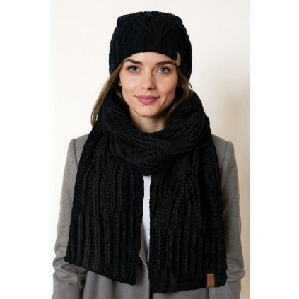 Komplet čepice a šála Vivisence 70112Kmpl (Velikost UNI, Barva Černá)