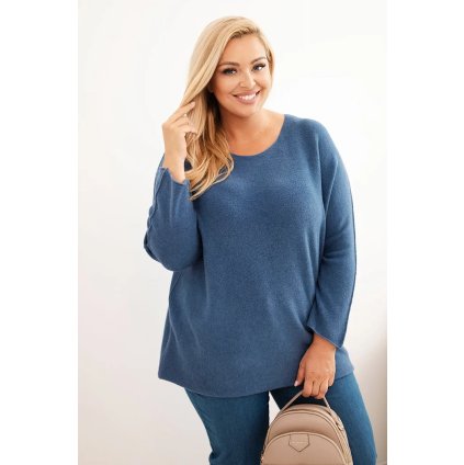Dámský svetr plus size s lodičkovým výstřihem (Velikost UNI, Barva Fialová)