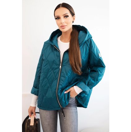 Dámská prošívaná bunda s kapucí mořská (Velikost UNI, Barva Modrá - tmavě)