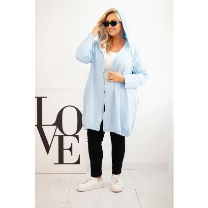 Dámská mikina Plus Size 6366 s kapucí a zipem (Velikost UNI, Barva Modrá)