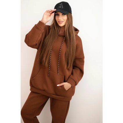 Dámský teplákový komplet zateplený z bavlny s kapucí (Velikost UNI, Barva Fialová)