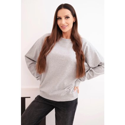 Dámská mikina z pružného bavlněného materiálu basic s kulatým výstřihem (Velikost S, Barva Šedá)