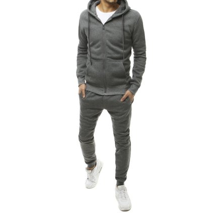 Pánská tepláková souprava tmavě šedá Dstreet AX0379 (Velikost M, Barva Šedá - tmavě)