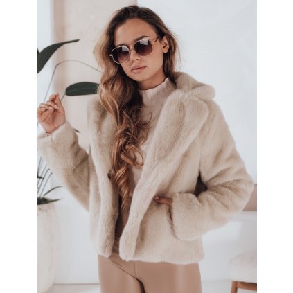 Dámský krátký zimní kabátek GLAMFLUFFY Dstreet TY4984 (Velikost S, Barva Béžová)