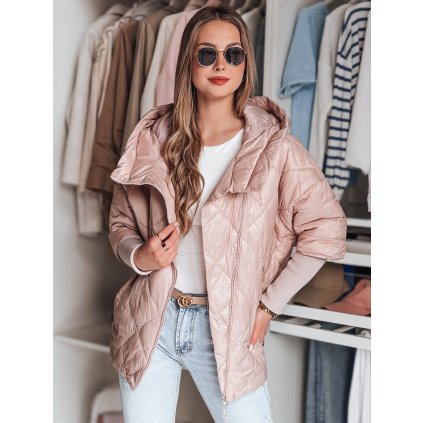 Dámská prošívaná bunda s kapucí PUFFILOF Dstreet TY4854 (Velikost S, Barva Růžová)