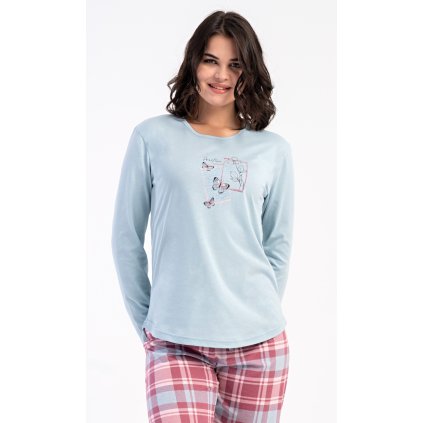 Dámské pyžamo dlouhé Charlotte (Barva Modrá - světle, Velikost S)