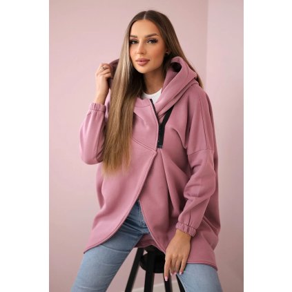 Krátká mikina na zip tmavě růžová (Velikost UNI, Barva Béžová - tmavě)