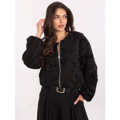 Dámská semišová bunda IT-KR-5776.66 RUE PARIS (Barva Černá, Velikost UNI)