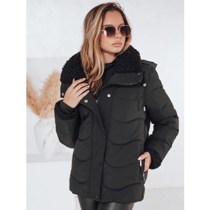 Dámská zimní bunda WARMMISS Dstreet TY4921 s kapucí (Velikost S, Barva Černá)