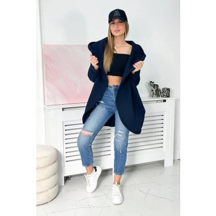 Krátká mikina na zip tmavě modrá s kapucí (Velikost UNI, Barva Modrá - tmavě)