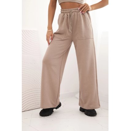 Dámské tepláky s kapsami a řetízkem (Velikost UNI, Barva Béžová)
