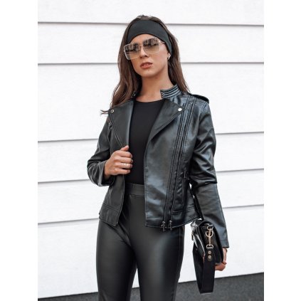 Dámská koženková bunda ramoneska RAVENIX Dstreet TY4635 (Velikost S, Barva Černá)