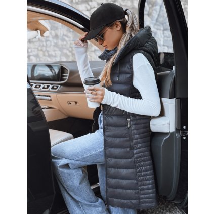 Dámská prošívaná vesta s kapucí Dstreet TY5254 (Velikost S, Barva Šedá - tmavě)