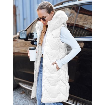 Dámská prošívaná vesta Dstreet TY5261 (Velikost S, Barva Bílá)