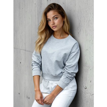 Dámská mikina bez kapuce Dstreet BY1525 (Velikost S, Barva Šedá - světle)