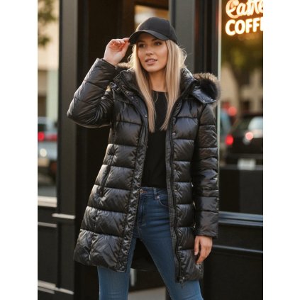 Dámská zimní prošívaná bunda SHINE Dstreet TY4483z (Velikost S, Barva Černá)