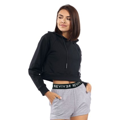 Dámská krátká mikina Reviver F5513 (Velikost L, Barva Černá)