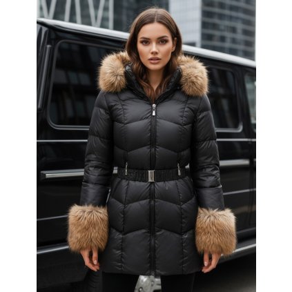 Dámská prošívaná bunda s kapucí Dstreet TY5320 (Velikost S, Barva Černá)