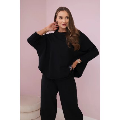 Bavlněný komplet Bessy - mikina + tepláky (Velikost UNI, Barva Černá)