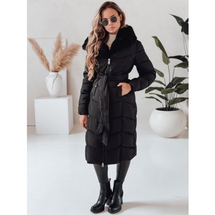 Dámská dlouhá zimní bunda s kapucí Dstreet TY5085 (Velikost S, Barva Černá)