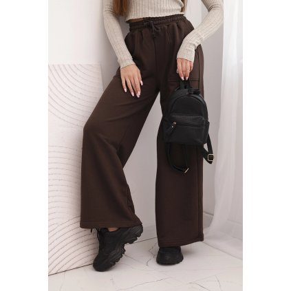 Dámské bavlněné cargo kalhoty s kapsami a řetízkem (Velikost UNI, Barva Hnědá)
