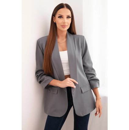 Bunda sako s klopou elegantní tmavě šedá (Velikost UNI, Barva Šedá - tmavě)