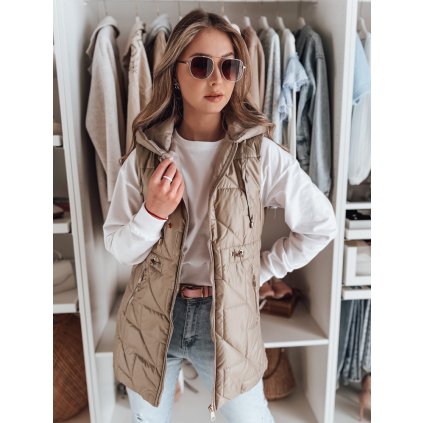 Dámská prošívaná vesta OLINVIA Dstreet TY4835 (Velikost S, Barva Hnědá)