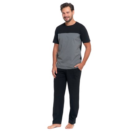 Pánské pyžamo Moraj PDM3400-006 (Velikost L, Barva Černá)