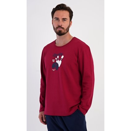 Pánské pyžamo dlouhé Bowling (Barva Bordó, Velikost M)