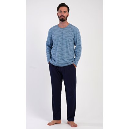Pánské pyžamo dlouhé Arnošt (Barva Modrá, Velikost M)