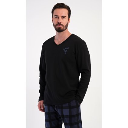 Pánské pyžamo dlouhé Erik (Barva Černá, Velikost M)