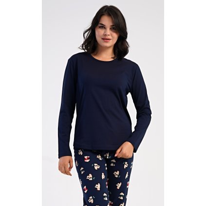 Dámské pyžamo dlouhé Sabrina (Barva Modrá - tmavě, Velikost S)