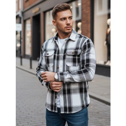 Pánská flanelová košile Dstreet DX2673 (Velikost M, Barva Černá)