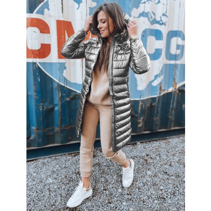 Dámský dlouhý kabát LESSI  DSTREET TY3353 (Velikost S, Barva Stříbrná)