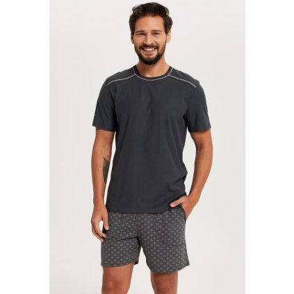 Pánské pyžamo Italian Fashion Abel krátké nohavice (Velikost M, Barva Béžová)