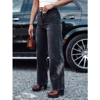 Dámské džínové kalhoty JEANDII široké Dstreet UY2209 (Velikost S, Barva Černá)