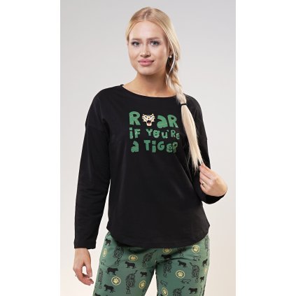 Dámské pyžamo dlouhé Tygr (Barva Černá, Velikost XL)