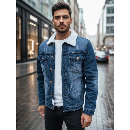 Zateplená pánská džínová bunda Dstreet TX4729z (Velikost S, Barva Modrá - světle)