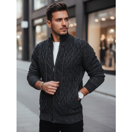 Pánský svetr na rozepínání Dstreet WX2252z (Velikost L, Barva Šedá - tmavě)