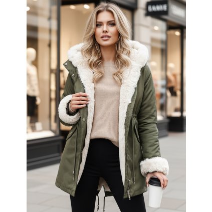 Dámská zimní bunda s kožíškem ARCTIC Dstreet TY4767z (Velikost S, Barva Zelená)