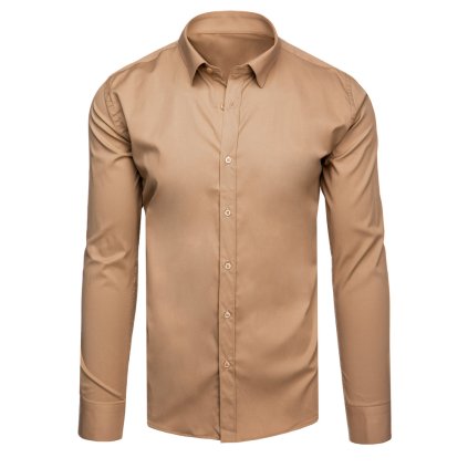 Pánská elegantní košile Dstreet DX2590 (Velikost M, Barva Hnědá)