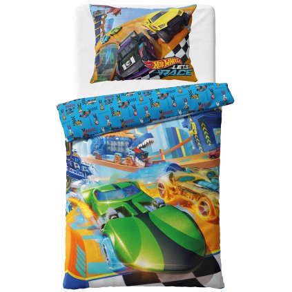 44647 2 detske povleceni hot wheels let s race 140x200