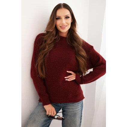 Dámský svetr s vlnou s dlouhým rukávem a kulatým výstřihem (Velikost UNI, Barva Tělová)