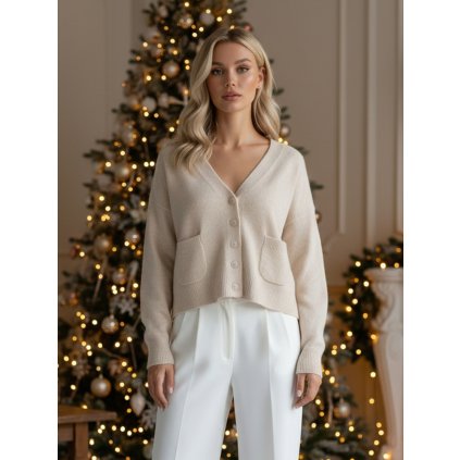 Damski kardigan SORELIE ecru Dstreet MY2510z (Velikost S/M, Barva Tělová)