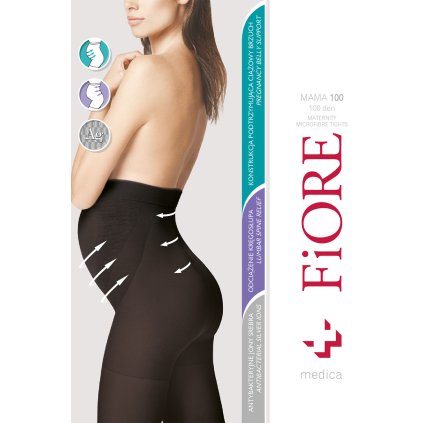 Silonkové punčocháče Fiore Mama 100 den M5215 (Velikost 4-L, Barva Černá)