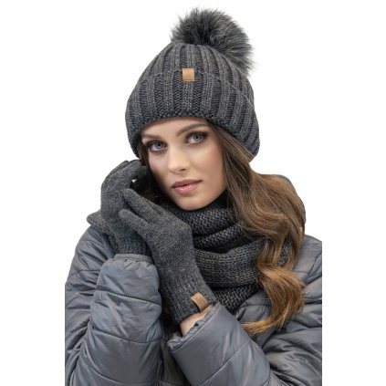 Komplet Vivisence 70100 Kmpl+R  čepice, šála, rukavice (Velikost UNI, Barva Šedá)