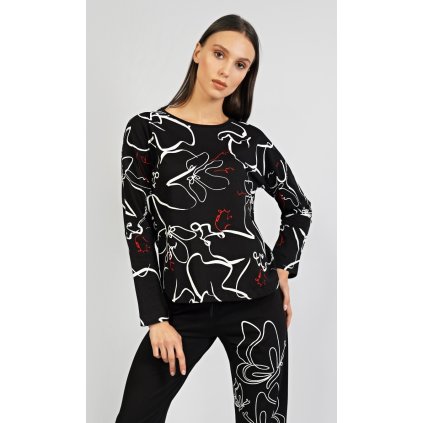 Dámské pyžamo dlouhé Lucie (Barva Černá, Velikost 2XL)