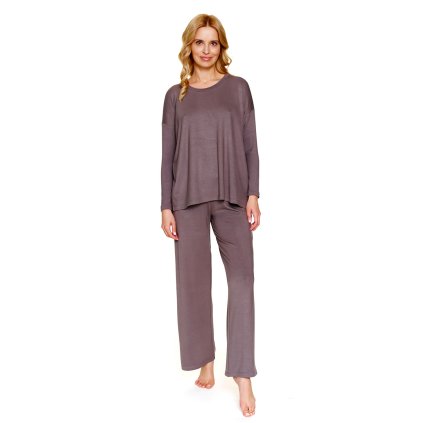 Dámské pyžamo Doctor Nap SET.7305 viskóza (Velikost S, Barva Hnědá)