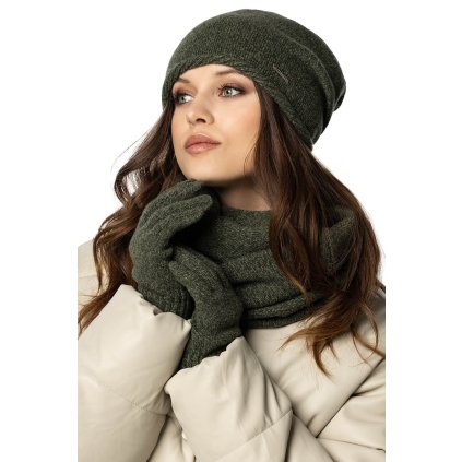 Komplet čepice, šála, rukavice Vivisence 7087Kmpl (Velikost UNI, Barva Zelená)